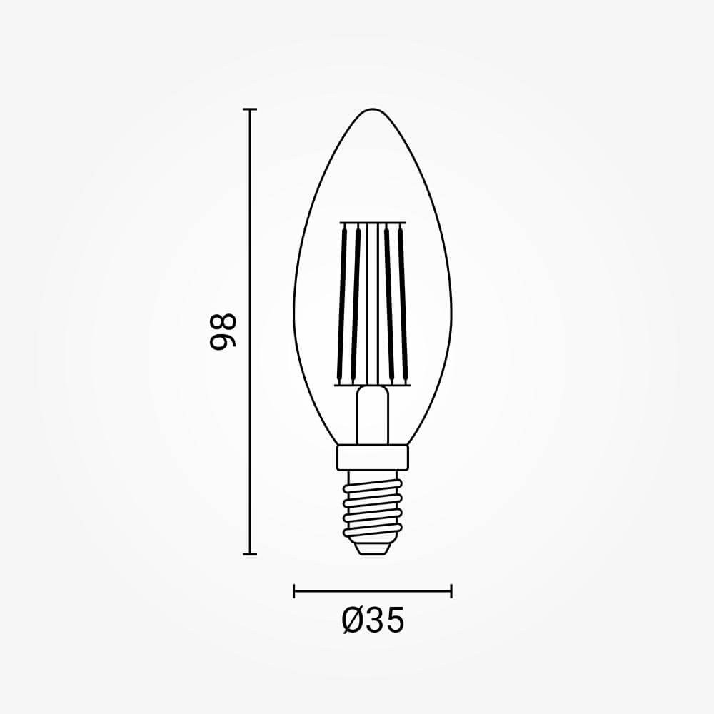 AMPOULE FLAMME LED C35 E14 6W  2700K 730Lm FILAMENT