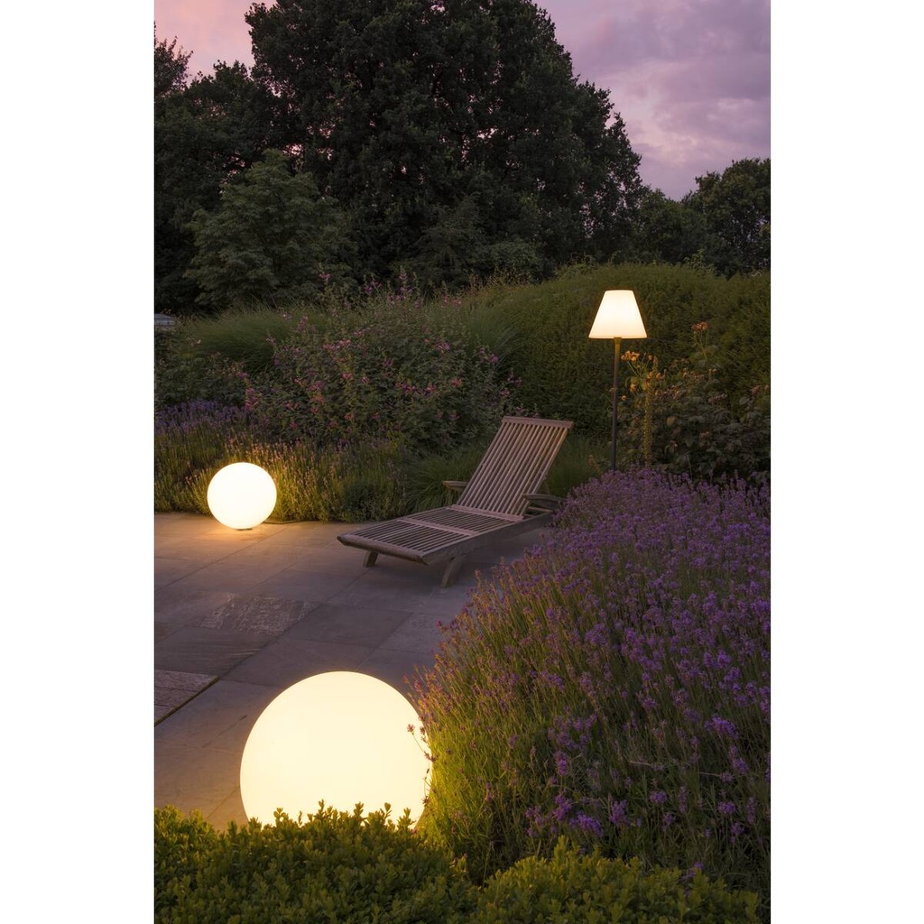 ADEGAN outdoor floor stand, anthracite/white, E27 Energy Saver, max.