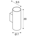 ASTO TUBE applique murale, cylindrique, max. 2x 10 W, noir