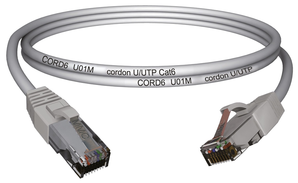 CORDON U/UTP  100OHMS CAT6 GRIS 1M