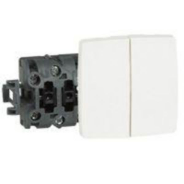 Double poussoir 6A Appareillage saillie composable - blanc