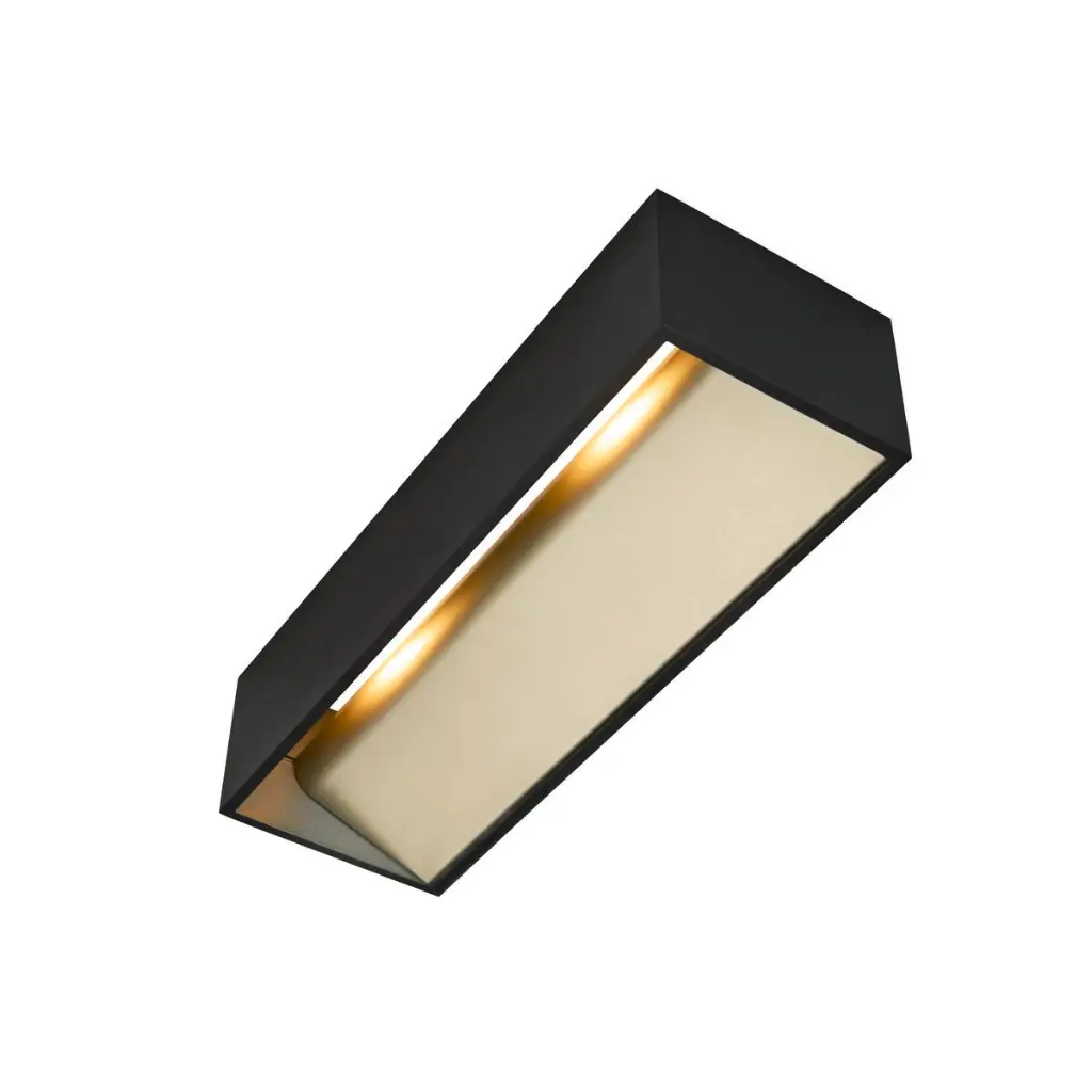 LOGS IN APPLIQUE INTERIEUR RECTANGULAIRE NOIR/LAITON LED 17W 3000K