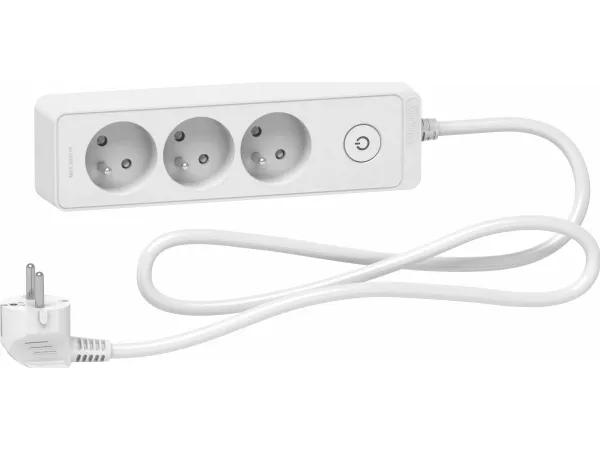 Odace - Rallonge multiprises 3 prises 2P+T - blanche - 1,5m UV/1