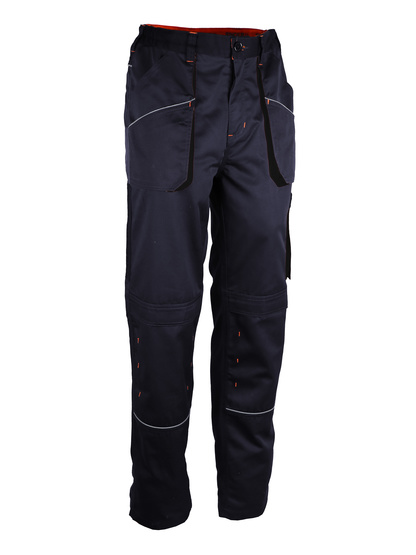 PANTALON TRAVAIL BLEU/NOIR/ORANGE POLYESTER/COTON (65/35) TAILLE 2XL