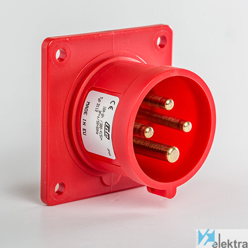 PRISE MURALE MALE ENCASTRABLE DROITE IP44 3P+T 380V 16A 6H PU/PIECE