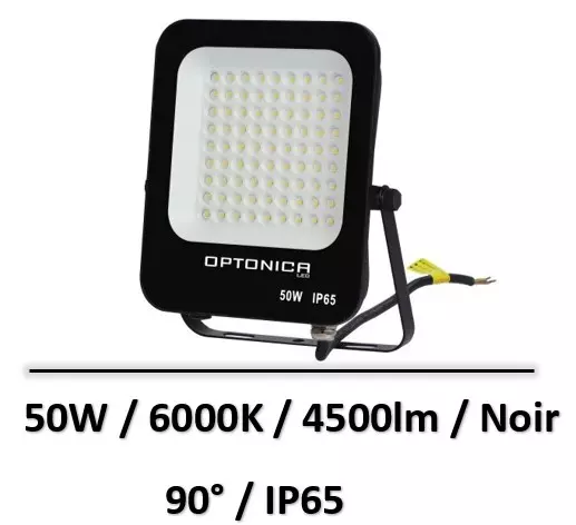 PROJECTEUR LED SMD NOIR 50W 4500LM AC220-240V 90? IP65 6000
