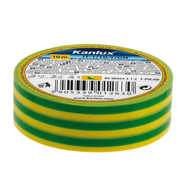 Scotch électrique 33 larg 20 mm vert jaune 