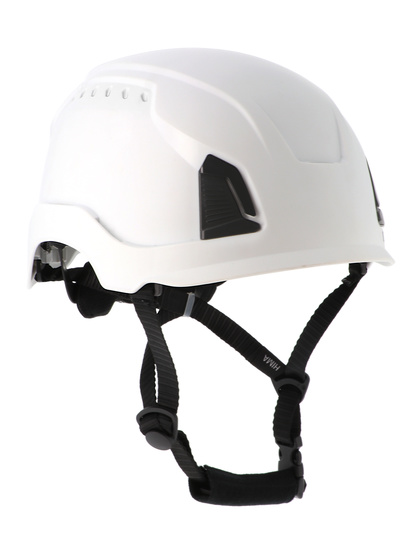 CASQUE MONTEUR NON AERE BLANC AVEC JUGULAIRE - PROTECTION LATERALE PU/PIECE