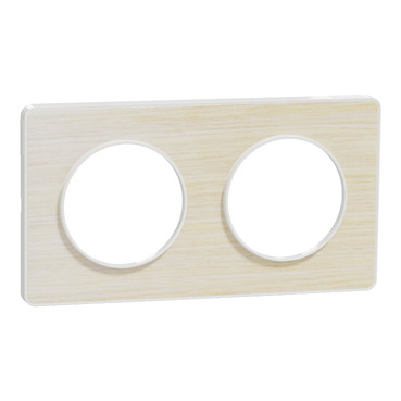 Odace Touch, plaque Bois nordique liseré Blanc 2 postes horiz./vert. 71mm