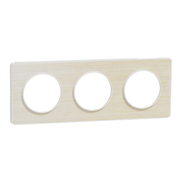 Odace Touch, plaque Bois nordique liseré Blanc 3 postes horiz./vert. 71mm