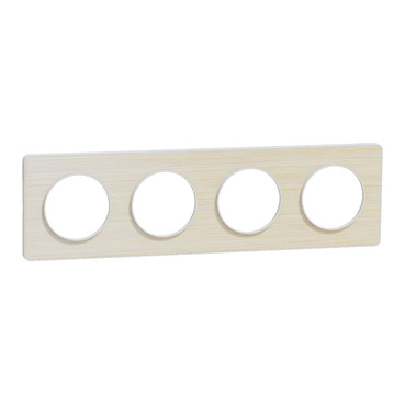 Odace Touch, plaque Bois nordique liseré Blanc 4 postes horiz./vert. 71mm
