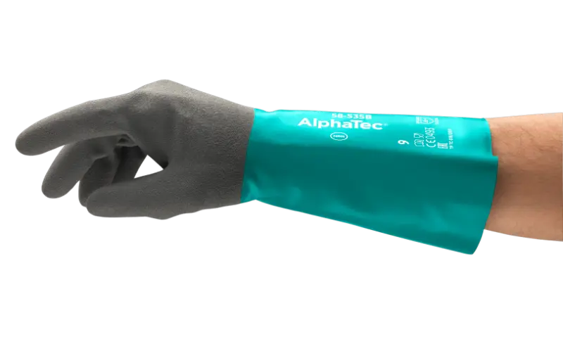 Chemical-Handling Nitrile Gloves with Oil Grip, Size 9