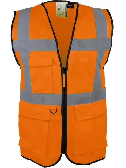 GILET HAUTE VISIBILITE POLYESTER ORANGE+POCHE  L PU/PIECE