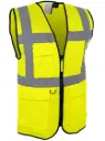 GILET HAUTE VISIBILITE POLYESTER 120 G/M² JAUNE + POCHE120 L PU/PIECE