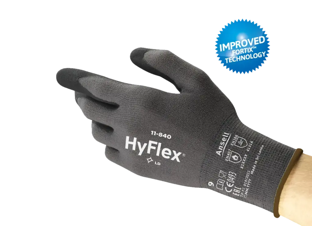 Ansell HyFlex 11-840 Foam Nitrile-Coated Oily-Handling Work Gloves - Size 10