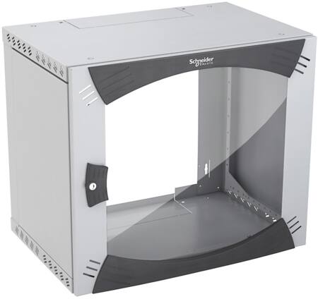 Actassi Coffret mural OPB 12U L600 P600 châssis fixe 19P - porte vitrée - R7035