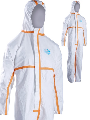 [SINPLY60004] COMBINAISON PPE TYPE 4,5,6 MICROPOREUX BLANC ADSF ORANGE 65G/M2  XL
