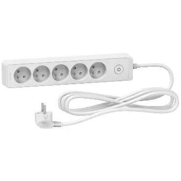 [SCHST93553W] Odace - Rallonge multiprises 5 prises 2P+T - blanche - 3m