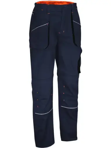 [SINPRAGBLETL] PANTALON DE TRAVAIL POLYCOTON 65-35 NOIR ORANGE BLEU MARINE245 G/M² L PU/PIECE