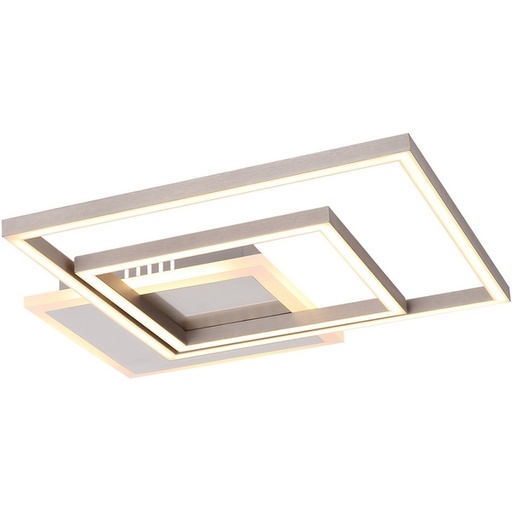 [CEN_67220-30D] Plafonnier nickel mat,acrylique opal blanc,LxWxH:370x370x55,incl
