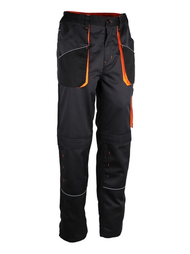 [SINPRAGUO03] PANTALON DE TRAVAIL NOIR/GRIS/ORANGE POLYESTER/COTON (65/35) 245G/M2 TAILLE L