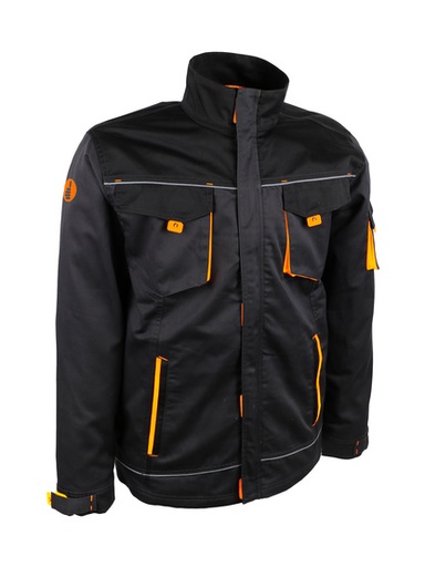 [SINVILNORTM] VESTE DE TRAVAIL POLYCOTON 65% - 35% NOIR GRIS ET ORANGE245 G/M² M PU/PIECE