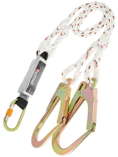 [SINTWINPRO15] LONGE DOUBLE ABSORBEUR D'ENERGIE INTEGRE + CONNECTEURS 1.5M DIAM 12MM