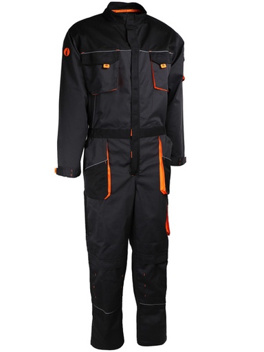 [SINCORDOUO03] COMBINAISON 1ZIP NOIR/GRIS/ORANGE POLYESTER/COTON (65/35) 245G/M2 TAILLE L