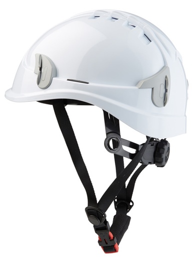[SINALPINW] CASQUE MONTEUR BLANC POLYCARBONATE SERRAGE CREMAILLERE + JUGULAIRE