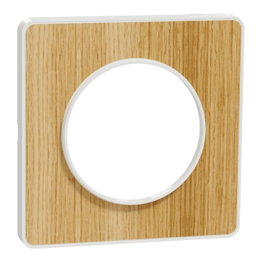 [MEGS520802N] Odace Touch, plaque Bois naturel avec liseré Blanc 1 poste