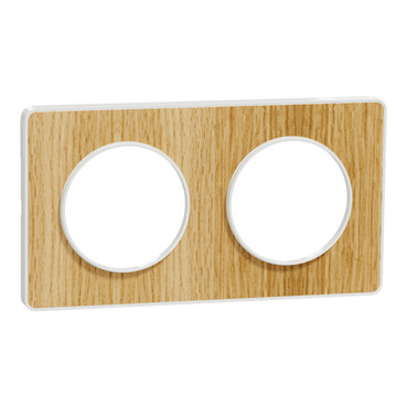 [MEGS520804N] Odace Touch, plaque Bois naturel liseré Blanc 2 postes horiz./vert. 71mm