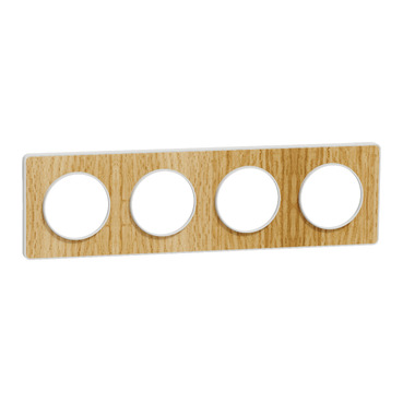 [MEGS520808N] Odace Touch, plaque Bois naturel liseré Blanc 4 postes horiz./vert. 71mm