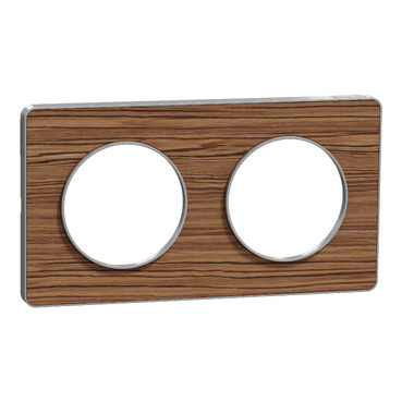 [MEGS530804P] Odace Touch, plaque Wenge avec liseré Alu 2 postes horiz. ou vert. entraxe 71mm