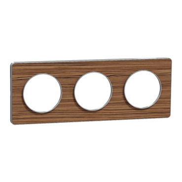 [MEGS530806P] Odace Touch, plaque Wenge avec liseré Alu 3 postes horiz. ou vert. entraxe 71mm
