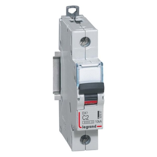 [LEG407647] Disjoncteur DX³6000 10kA arrivée haute et départ bas à vis 1P 230V~ à 400V~ - 2A - courbe C - 1 module