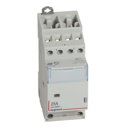 [LEG412533] Contacteur de puissance CX³ bobine 230V~ sans commande manuelle - 4P 400V~ - 25A - contact 2O+2F - 2 modules