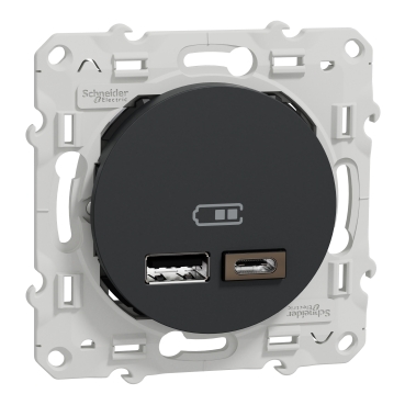 [MEGS540401] Odace - prise USB double - type A+C - anthracite - 5 Vcc - 2,4A 