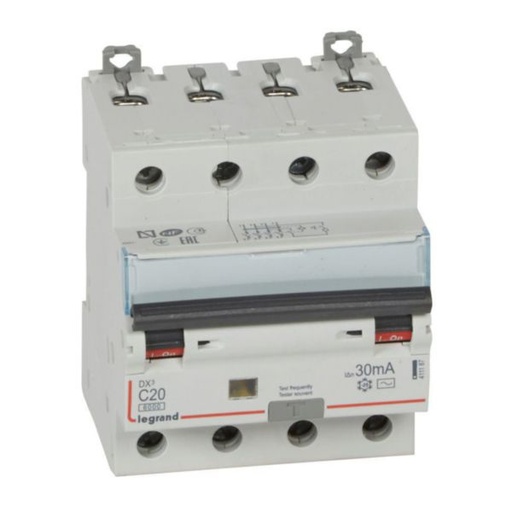 [LEG411187] Disjoncteur différentiel DX³6000 10kA  4P 400V~ - 20A - typeAC 30mA