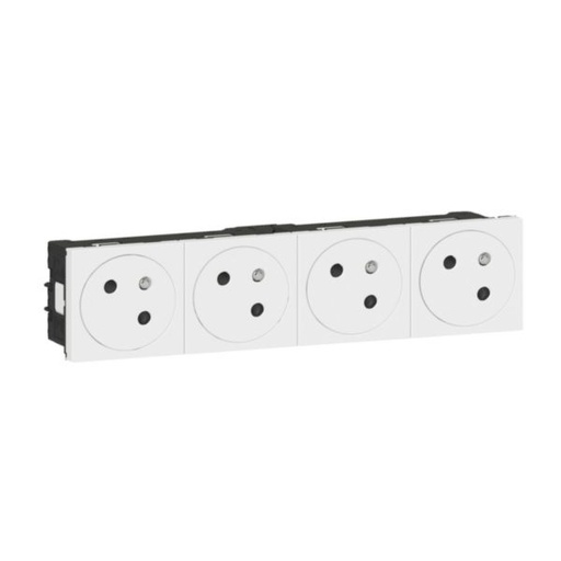 [LEG77144L] Quadruple prise de courant 2P+T Surface Mosaic Link raccordement latéral 8 modules - blanc
