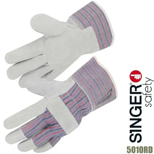 [SIN5010RD] GANTS DOCKER PAUME CROUTE DE BOVIN MILIEU SEC PU/PIECE