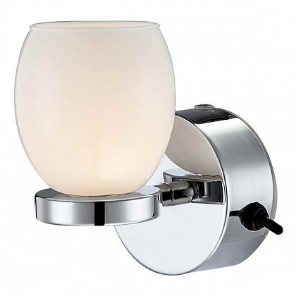 [GLO44200-1] Applique IP44 chrome verre opal H80 x 130 mm incl 2 x 3 W 8.9 V 3000 K  